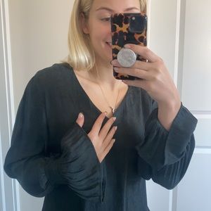 A NEW DAY Black and Teal Snakeskin Blouse